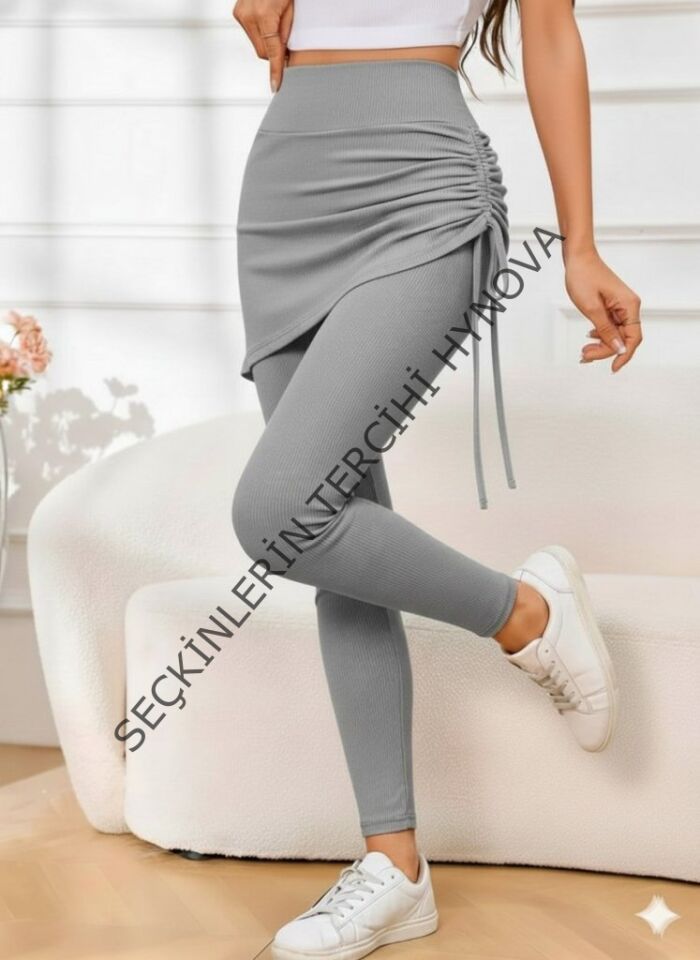 Kadın Yüksek Bel Yandan Büzgülü Alttan Uzun Kaşkorse Tayt Etek