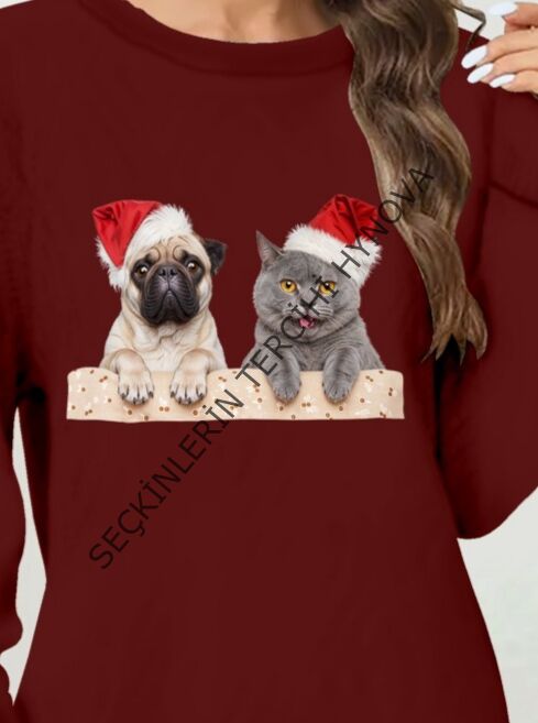 Kadın Uzun Kollu Bisiklet Yaka Desenli Viskon Iki Iplik Elbise