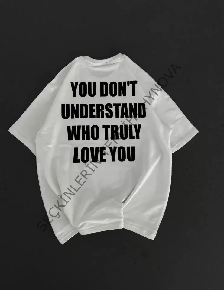 Unisex Bisiklet Yaka Baskılı Oversize T-Shirt - Beyaz