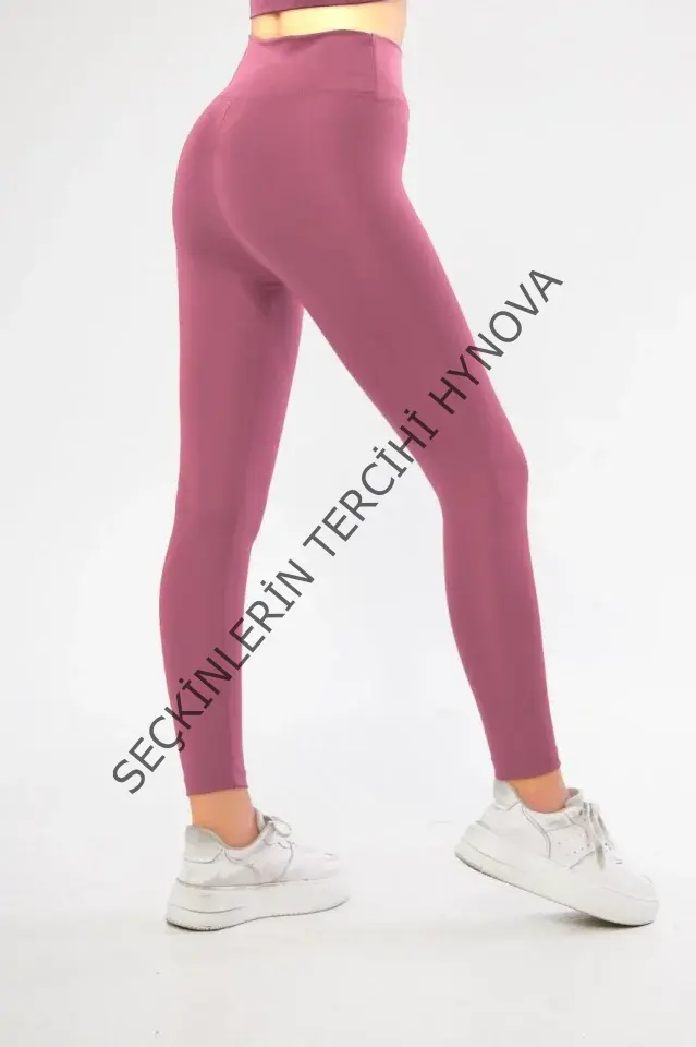 Dalgıç Yüksel Bel Baskılı Tayt - Mor