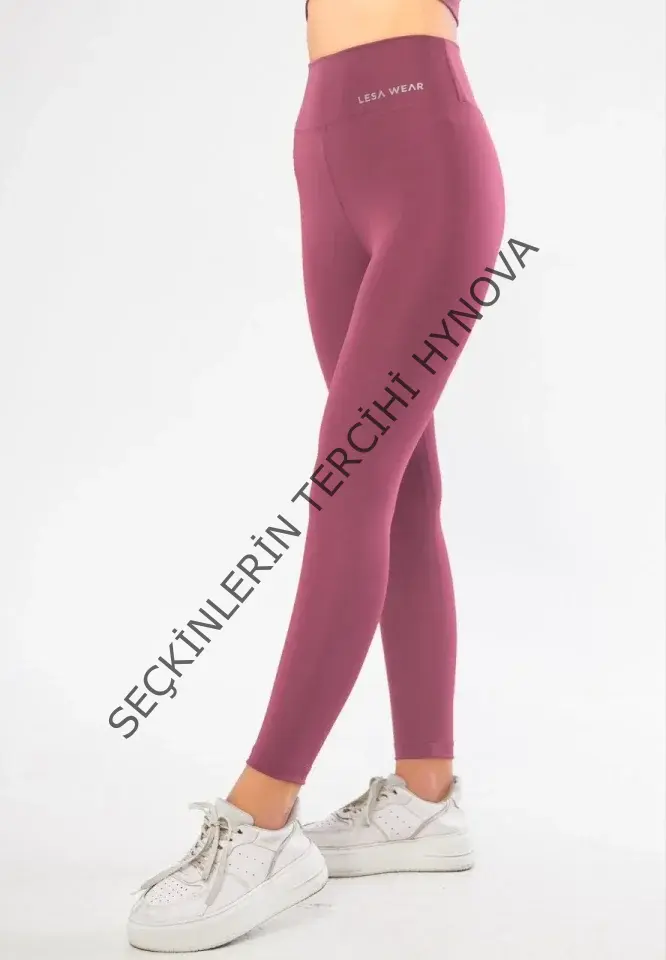 Dalgıç Yüksel Bel Baskılı Tayt - Mor