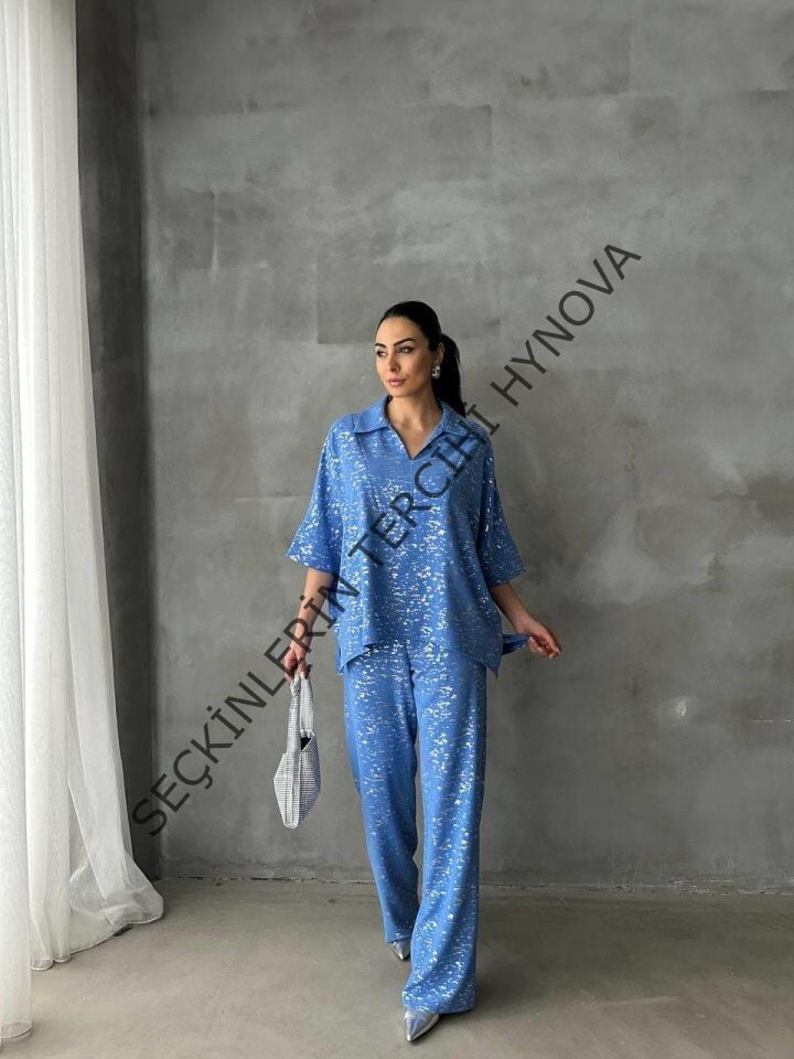 VARAKLI BLUZ PANTOLON TAKIM - Mavi