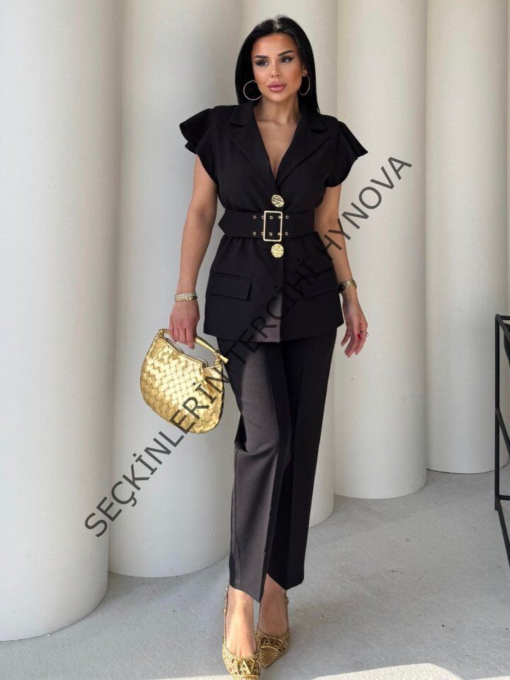 Vatkalı Yelek Pantolon İkili Takım