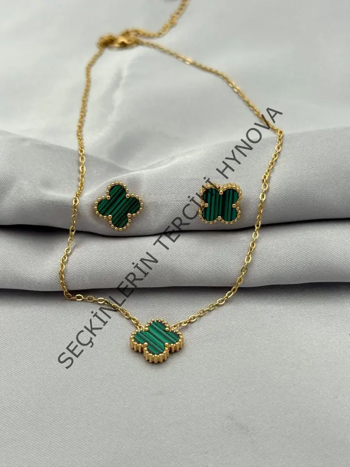 Çelik Küpe Kolye Set // KOLYE-5389