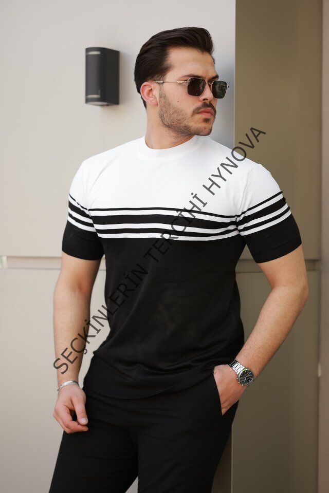 Erkek çizgili Kısa Kollu T-shirt