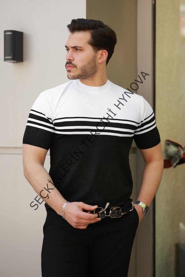 Erkek çizgili Kısa Kollu T-shirt
