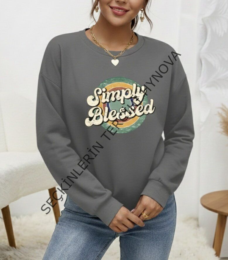 Kadın Uzun Kollu Bisiklet Yaka Viskon Iki Iplik Bluz