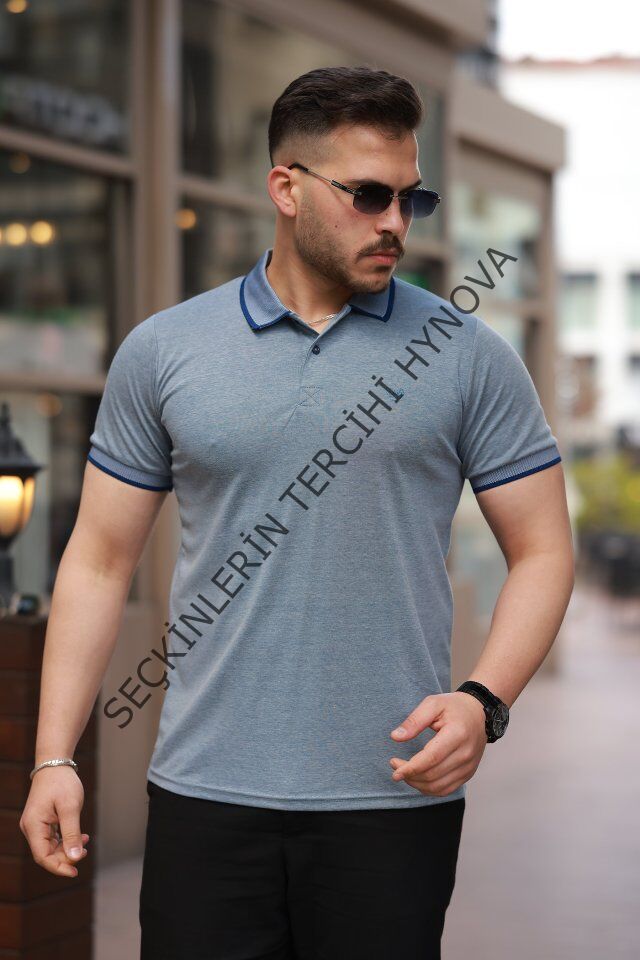 Erkek Yakalı Kagi Kumaş Kısa Kollu T-shirt