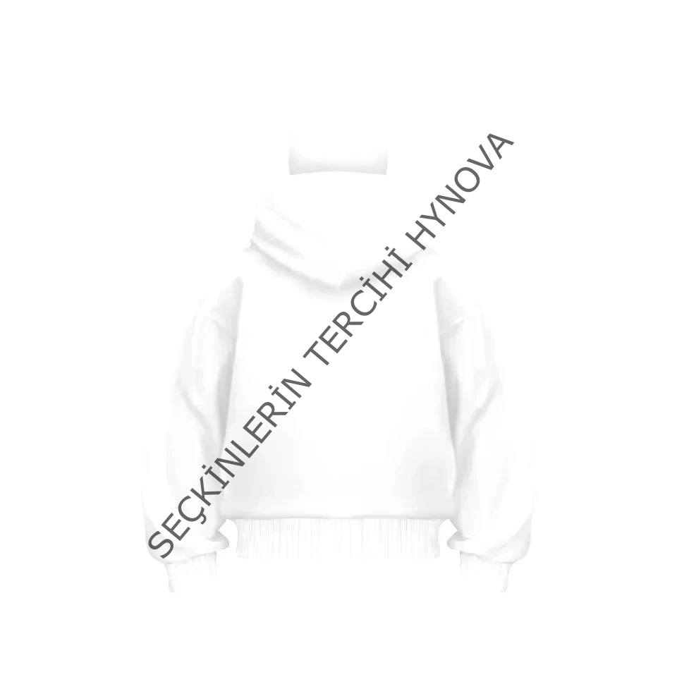 Samuray Ninja Çift Kapşonlu ZIP Fermuarlı Kanguru Çepli Tam Fermuarlı Hoodie Swetshirt - Beyaz