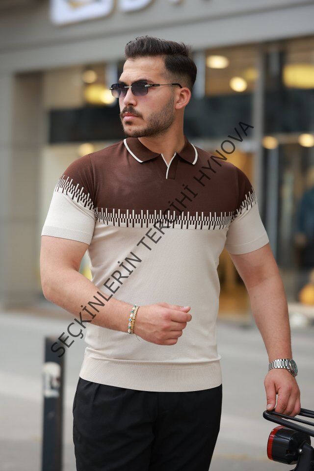 Erkek Hemşire Yaka çift Renk Kısa Kollu Tişört