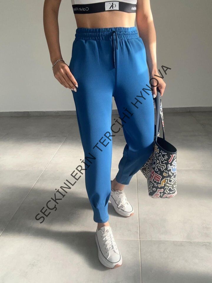 Kadın Uzun Kol V Yaka Kapüşon Detay Sweat Ve Yüksel Bel Eşofman Ikili Takım