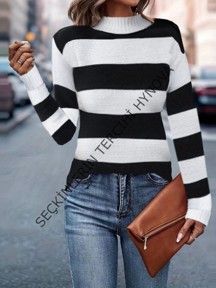 Kadın Uzun Kollu Balıkçı Yaka Triko Bluz