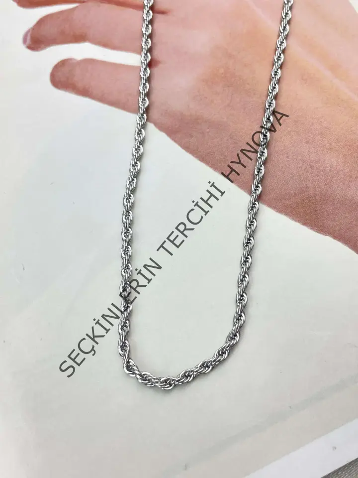 Çelik Halat Zincir 4mm 60cm Silver Renk // KOLYE-1801