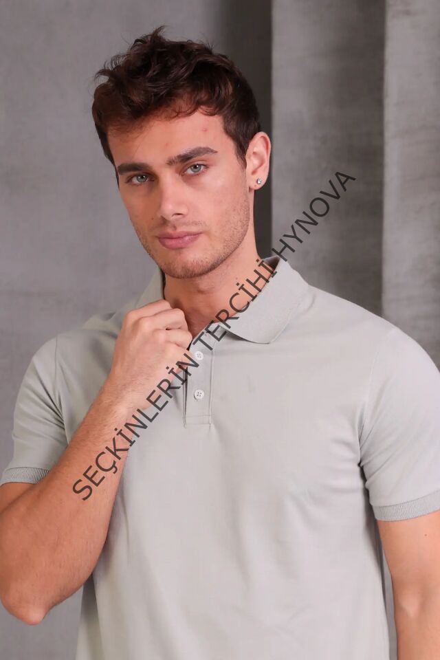 Erkek Slim Fit Pamuklu Yumuşak Doku Nefes Alan Kumaş Yakalı Tişört