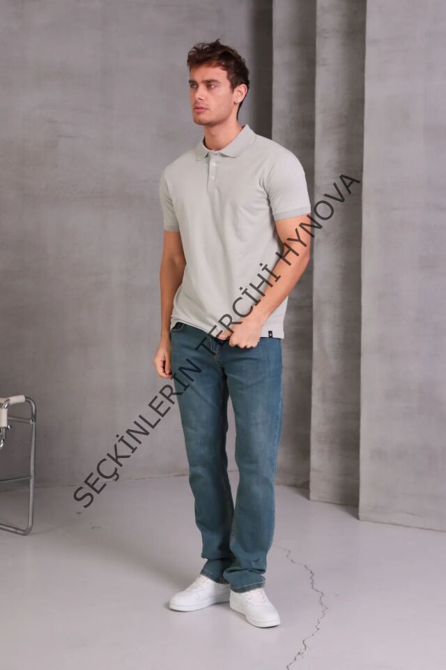 Erkek Slim Fit Pamuklu Yumuşak Doku Nefes Alan Kumaş Yakalı Tişört