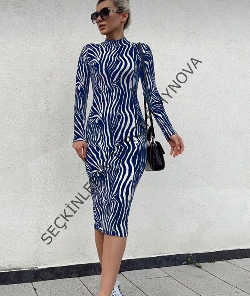 Kadın Uzun Kollu Mikro Midi Elbise