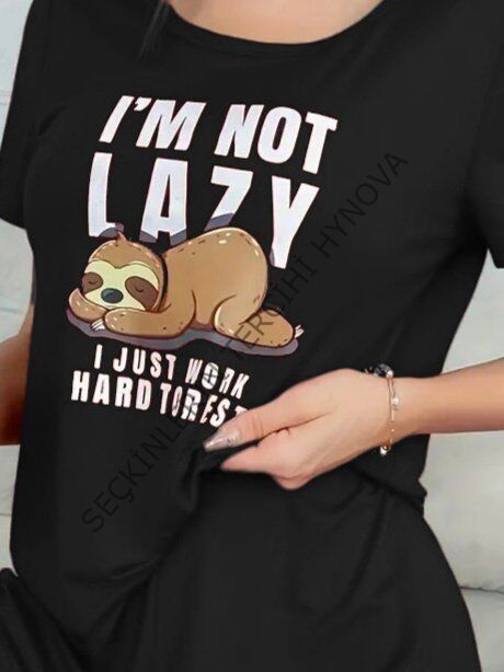 Kadın Kısa Kollu Bisiklet Yaka Baskılı Viskon Bluz Ve şort Ikili Takım