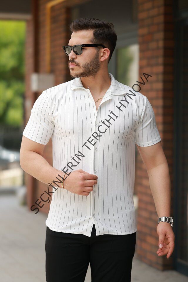 Erkek Kısa Kollu çizgili Gömlek