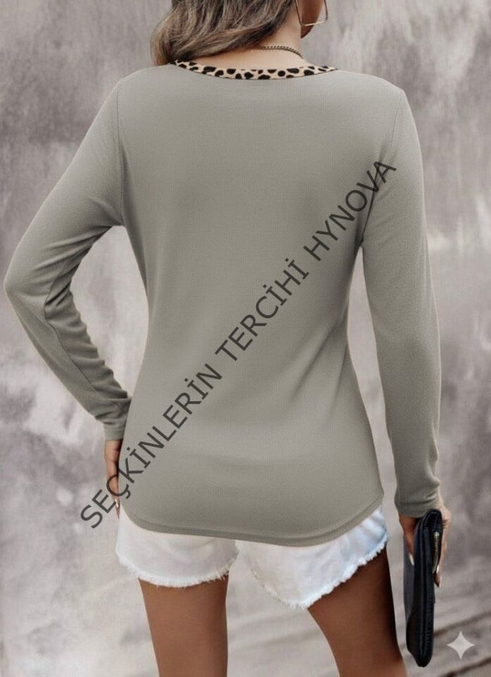 Kadın Uzun Kollu V Yakalı Kaşkorse Bluz