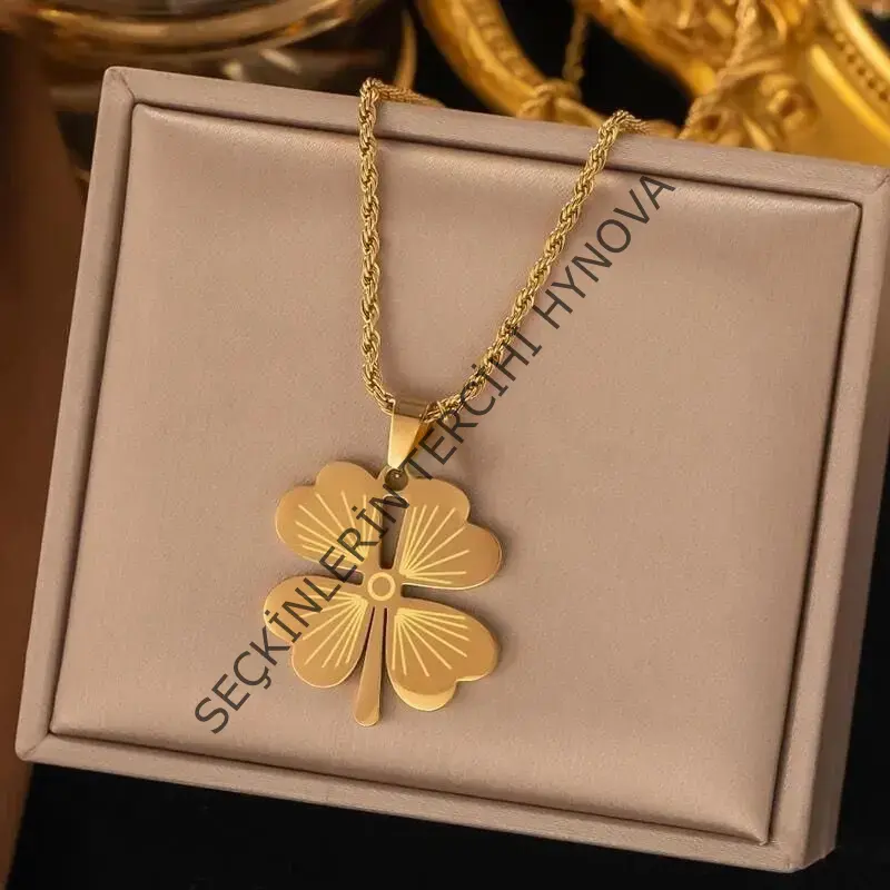 Çelik Yonca Kolye Büyük Boy 60 cm