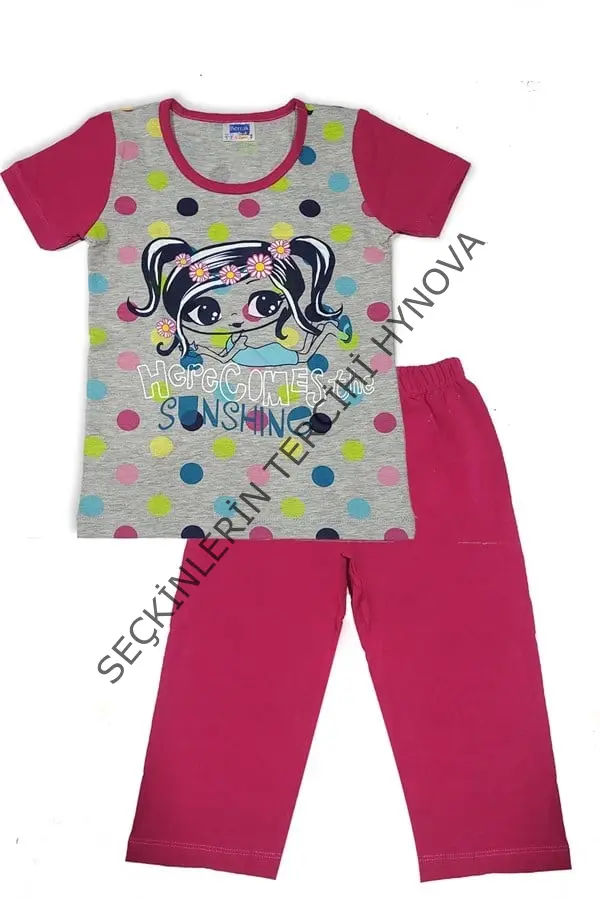 Kız Çocuk Kısa Kollu Pijama Takımı