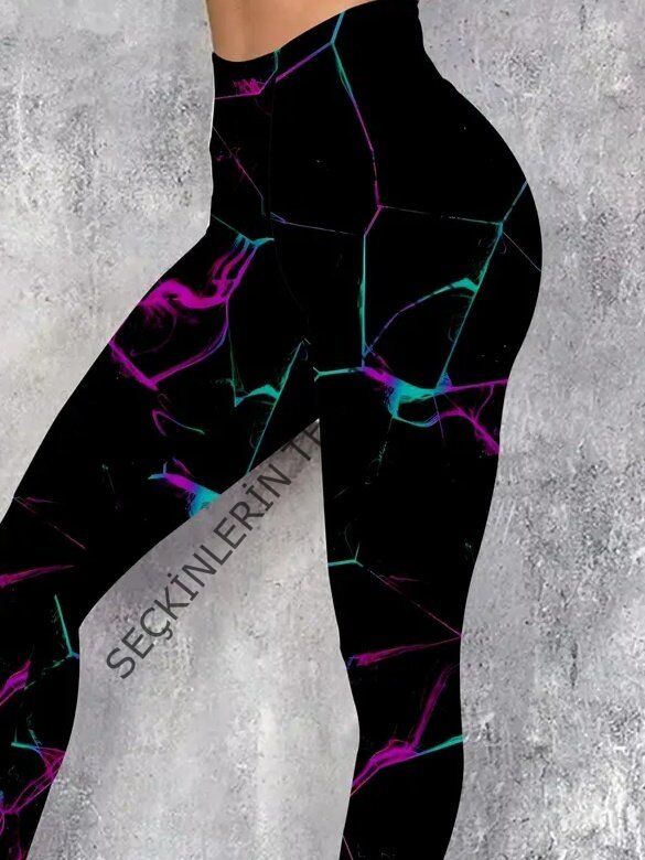 Kadın Yüksek Bel Renk Detaylı Dalgıç Tayt