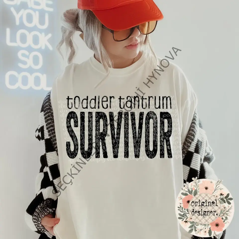 Dijital İndirilebilir Tişört Tasarımı – Toddler Tantrum Survivor PNG