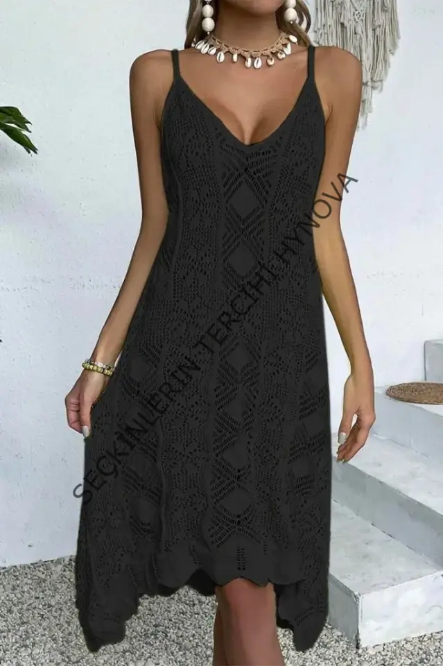 Kadın Ince Askılı Triko Elbise