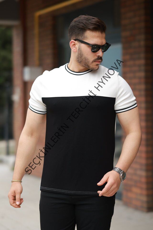 Erkek Parçalı Renk Kısa Kollu Tişört