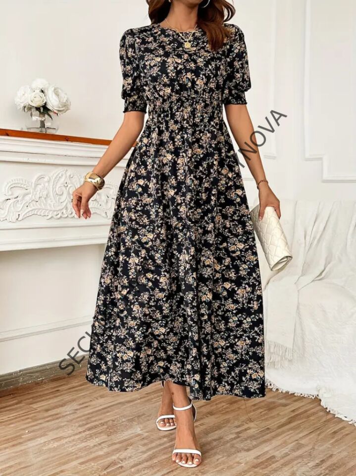 Kadın Yarım Kollu Bisiklet Yaka Kol Ve Bel Gipe Detay Süprem Elbise