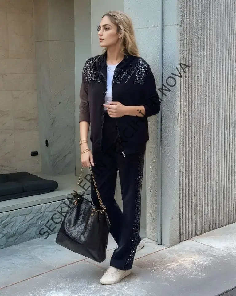 Kadın Iki Iplik Kumaş Pul Ve Fermuar Detaylı Ikili Takım