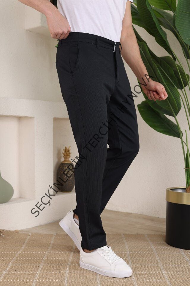 Erkek Casual Slim Fit Cord Desenli Kumaş Pantolon