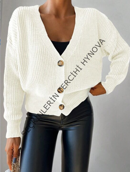 Düğme Detay Triko Bluz