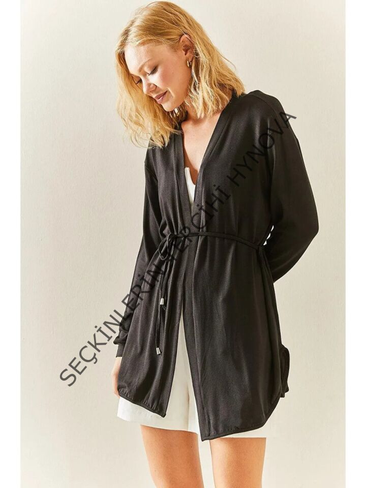 Kadın Uzun Kollu Bağcık Detay Hırka