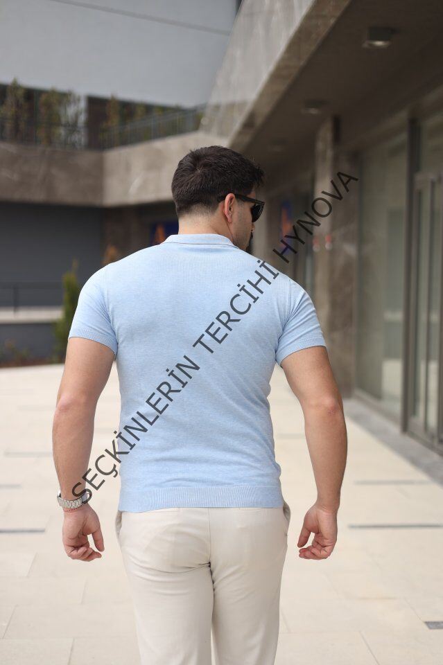 Erkek Polo Yaka Fermuar Detaylı Tişört