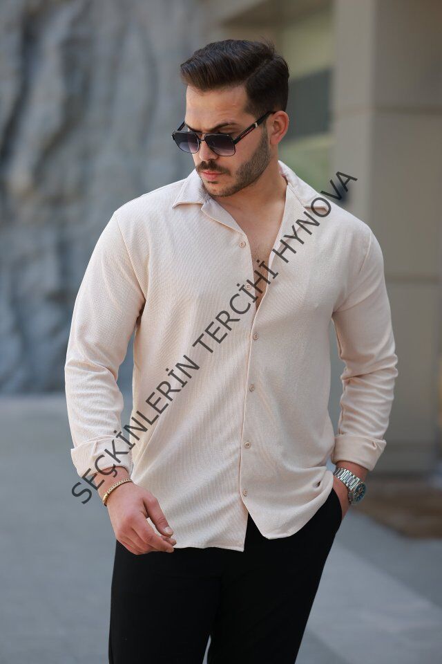 Erkek Kadife Dokulu Uzun Kollu Gömlek