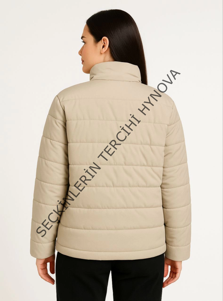 Bomber Mont Ceket – Su İtici Kumaş, Kapitone Astarlı, Fermuarlı, Kışlık - Bej