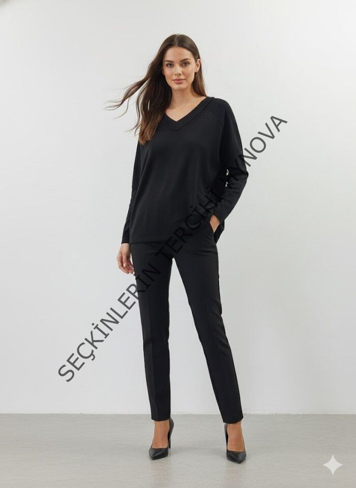 Kadın Uzun Kollu V Yaka Bluz