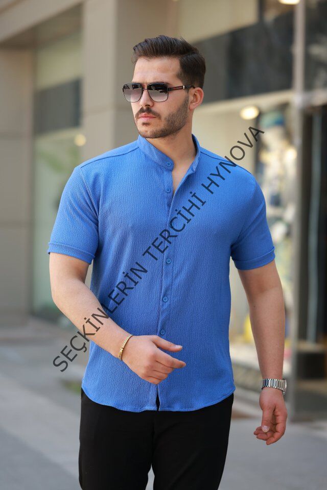 Erkek Hakim Yaka Kısa Kollu Gömlek