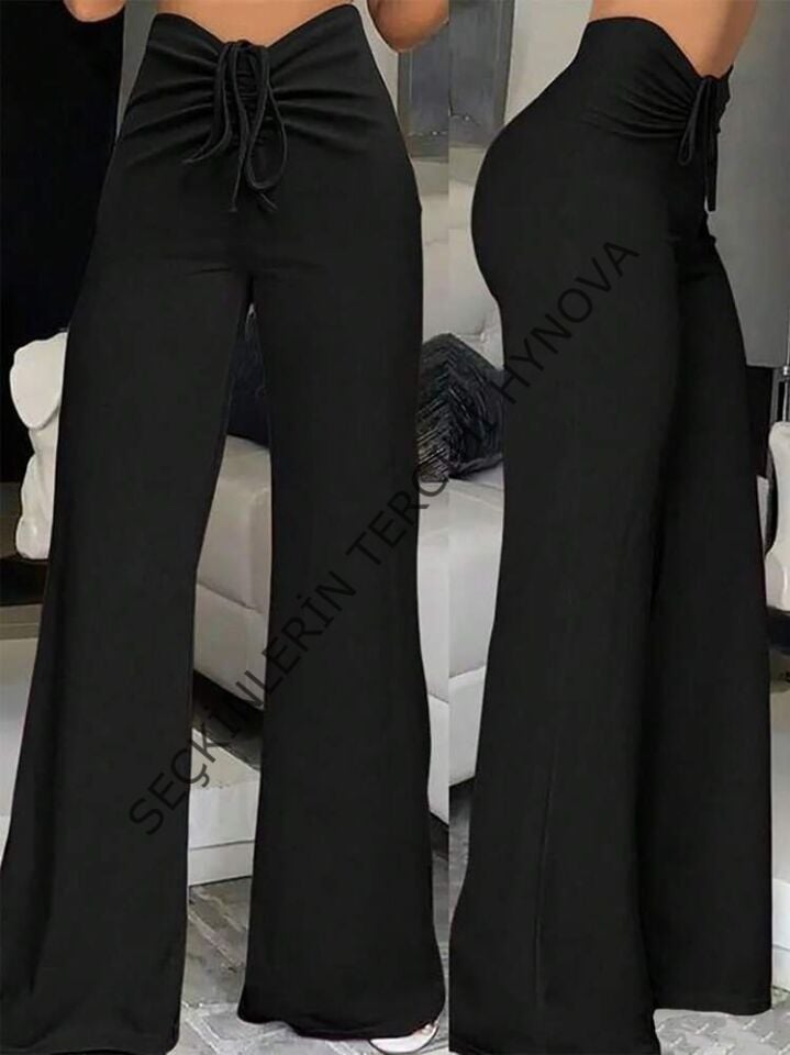 Kadın Yüksek Bel önden Büzgülü Ispanyol Ithal Krep Pantolon