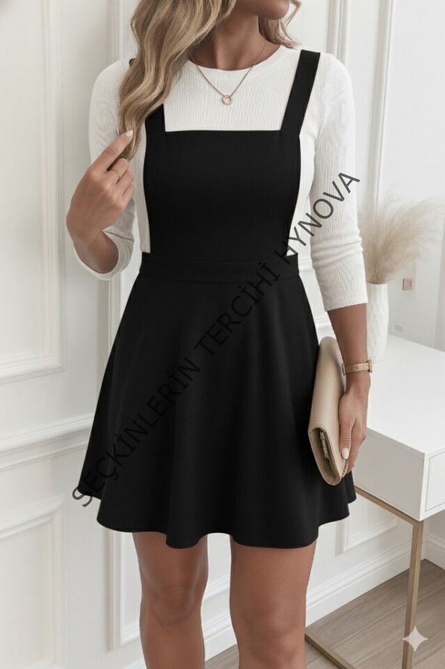 Kadın Askılı Sırttan çapraz Detaylı Kısa Kiloş Kadife Mini Elbise