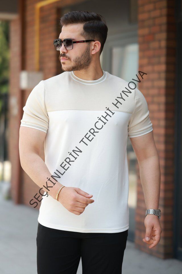 Erkek Parçalı Renk Kısa Kollu Tişört