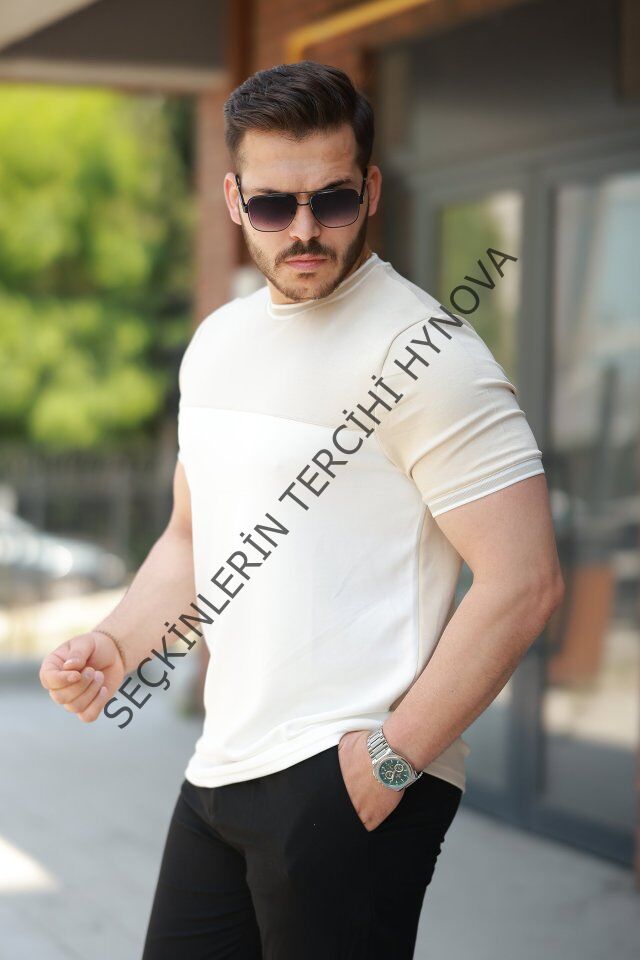 Erkek Parçalı Renk Kısa Kollu Tişört