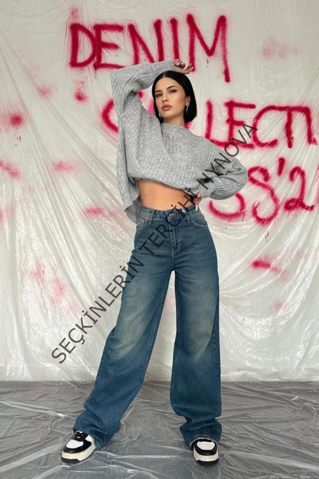 Lacivert Comfy Jeans Pantolon