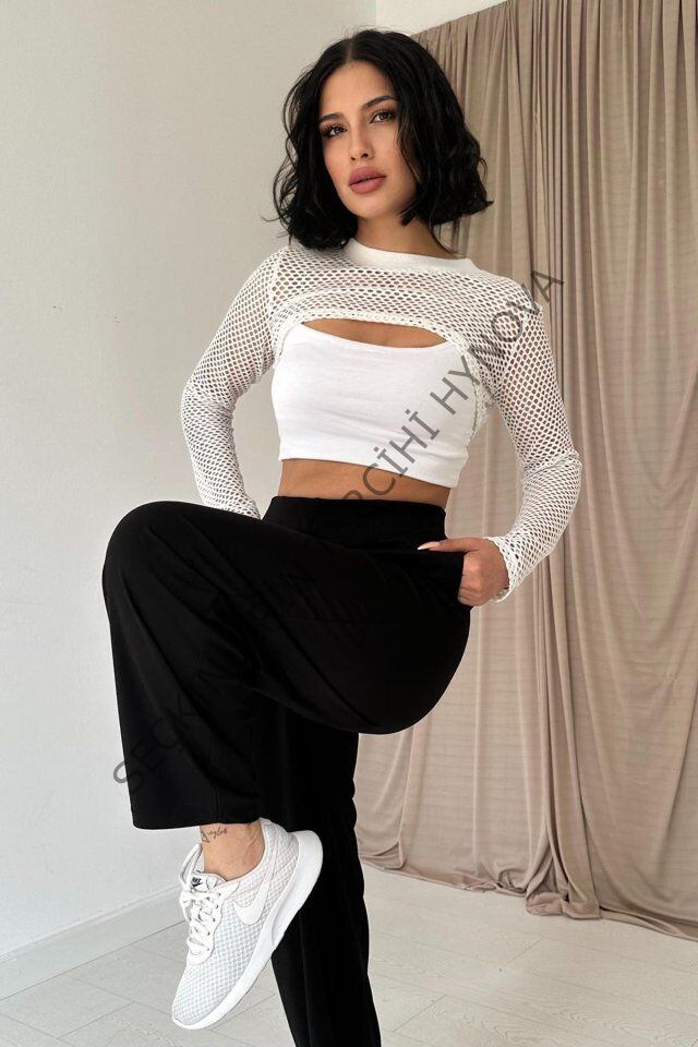 Siyah Pensli Lastik Detaylı Pantolon