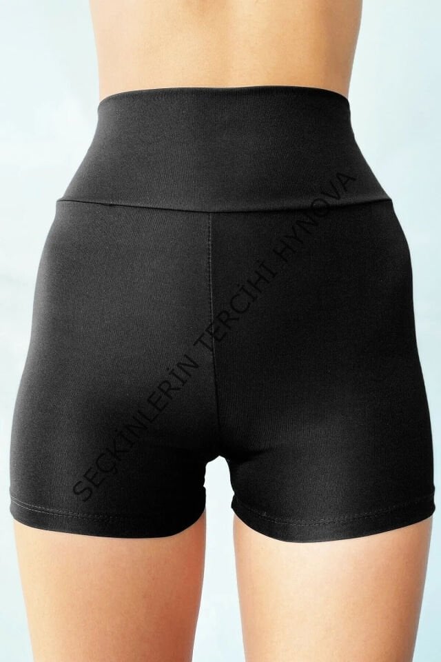 Kadın Siyah Yüksek Bel Mini Deniz Şortu – Modern ve Şık Tasarım