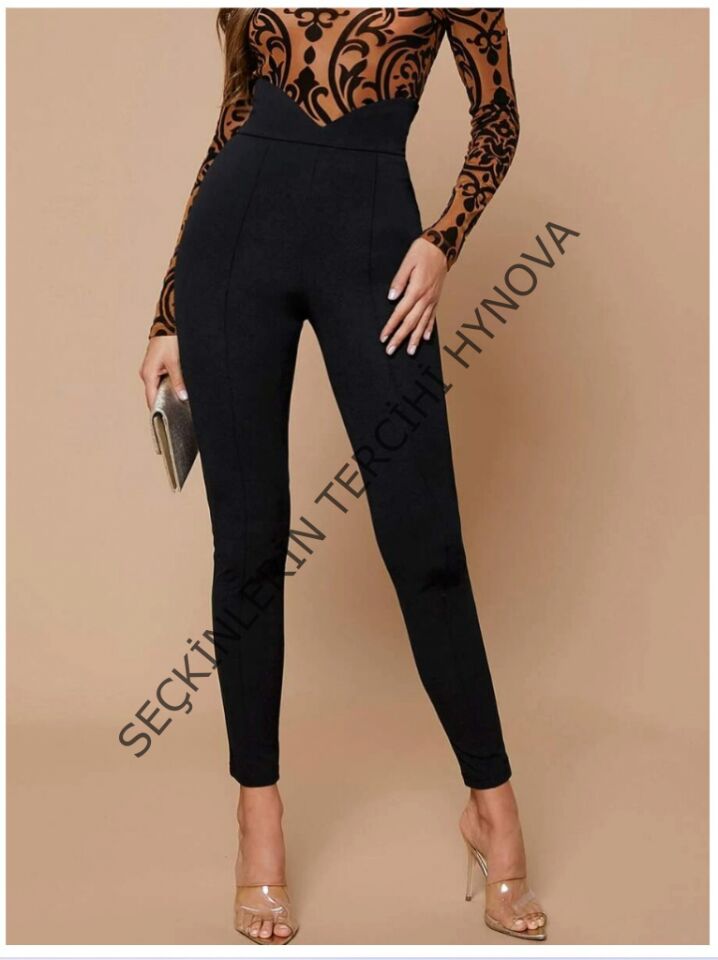 Kadın Siyah Krep Kumaş Pantolon