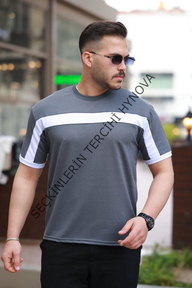 Erkek şerit Detaylı Kısa Kollu T-shirt