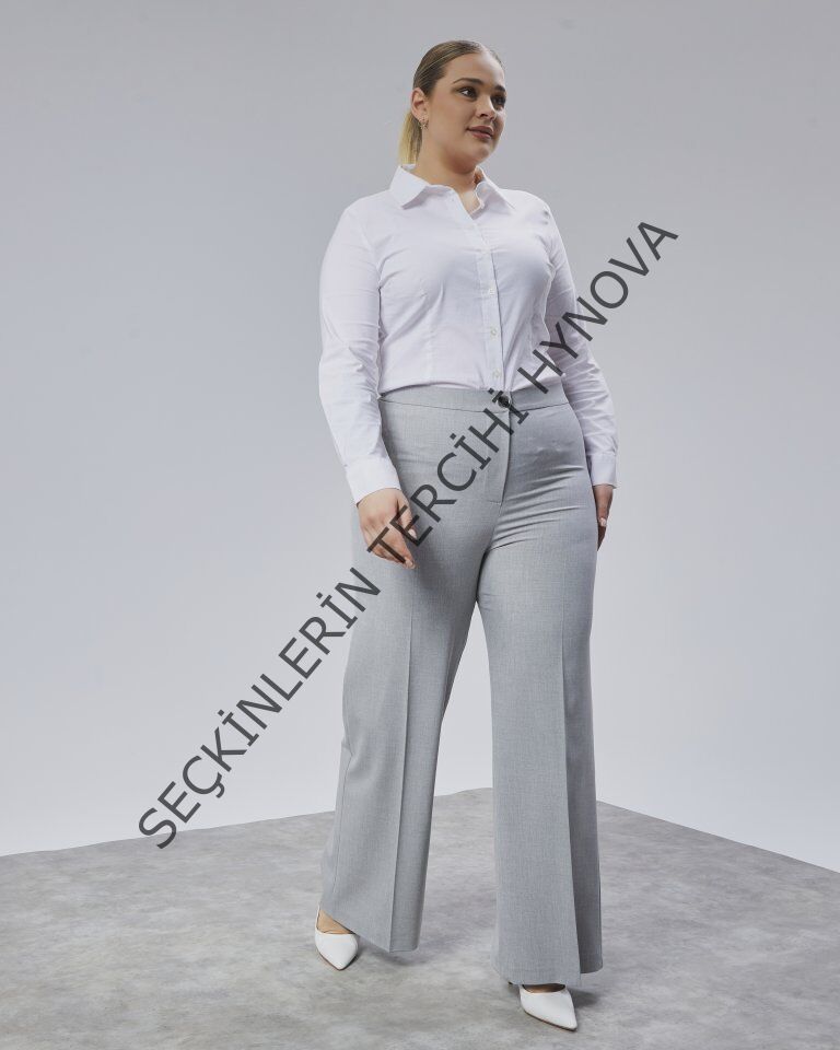 Poly Viscose Full Lycra Beli̇ Lasti̇kli̇ Battal Pantolon