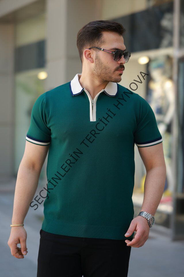Erkek Renkli Yaka Kısa Kollu Tişört
